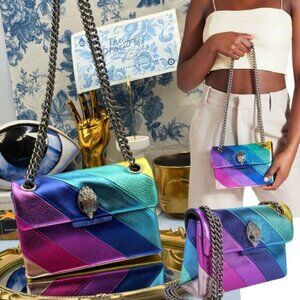 🆕 KURT GEIGER LONDON 🧿 NWOT Mini Leather Kensington Bag, Metallic Rainbow